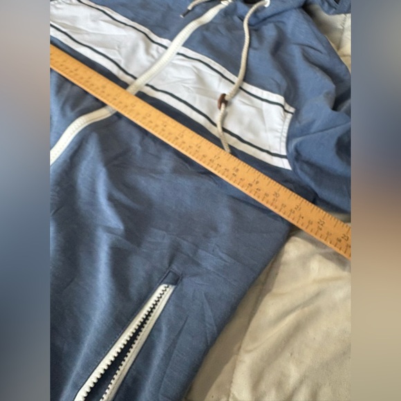Faherty men’s navy surf stripe zip jacket size medium with hood - Picture 12 of 14